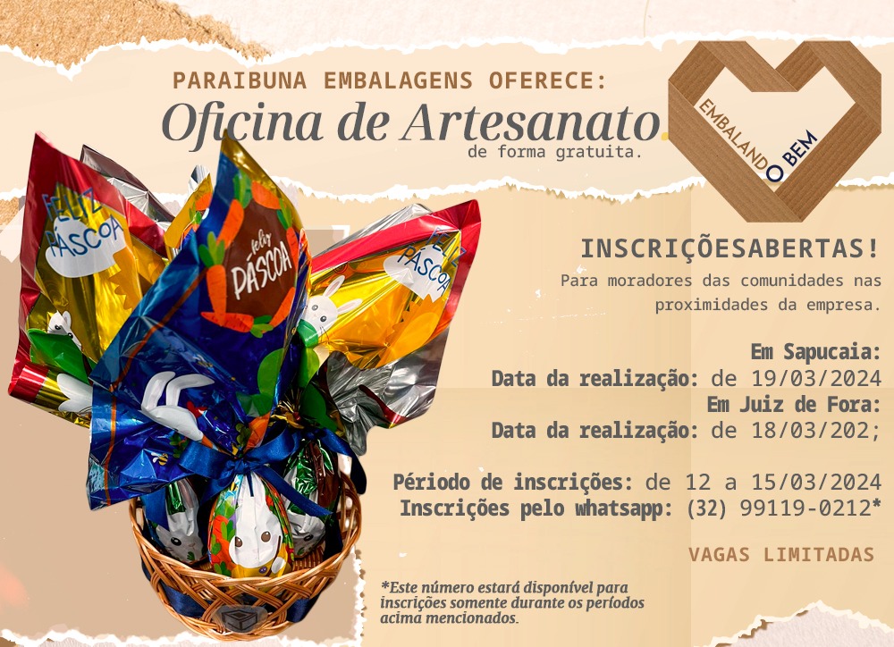 Participe da Segunda Edição da Oficina de Artesanato 2024: Transforme Ideias em Arte e Faça a Diferença! ????????